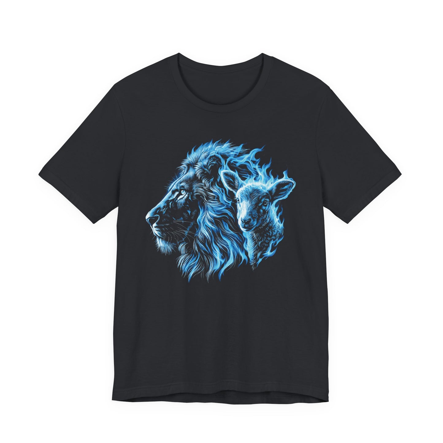 Blue Flame Lion T‑Shirt — Neon Lion Graphic Tee