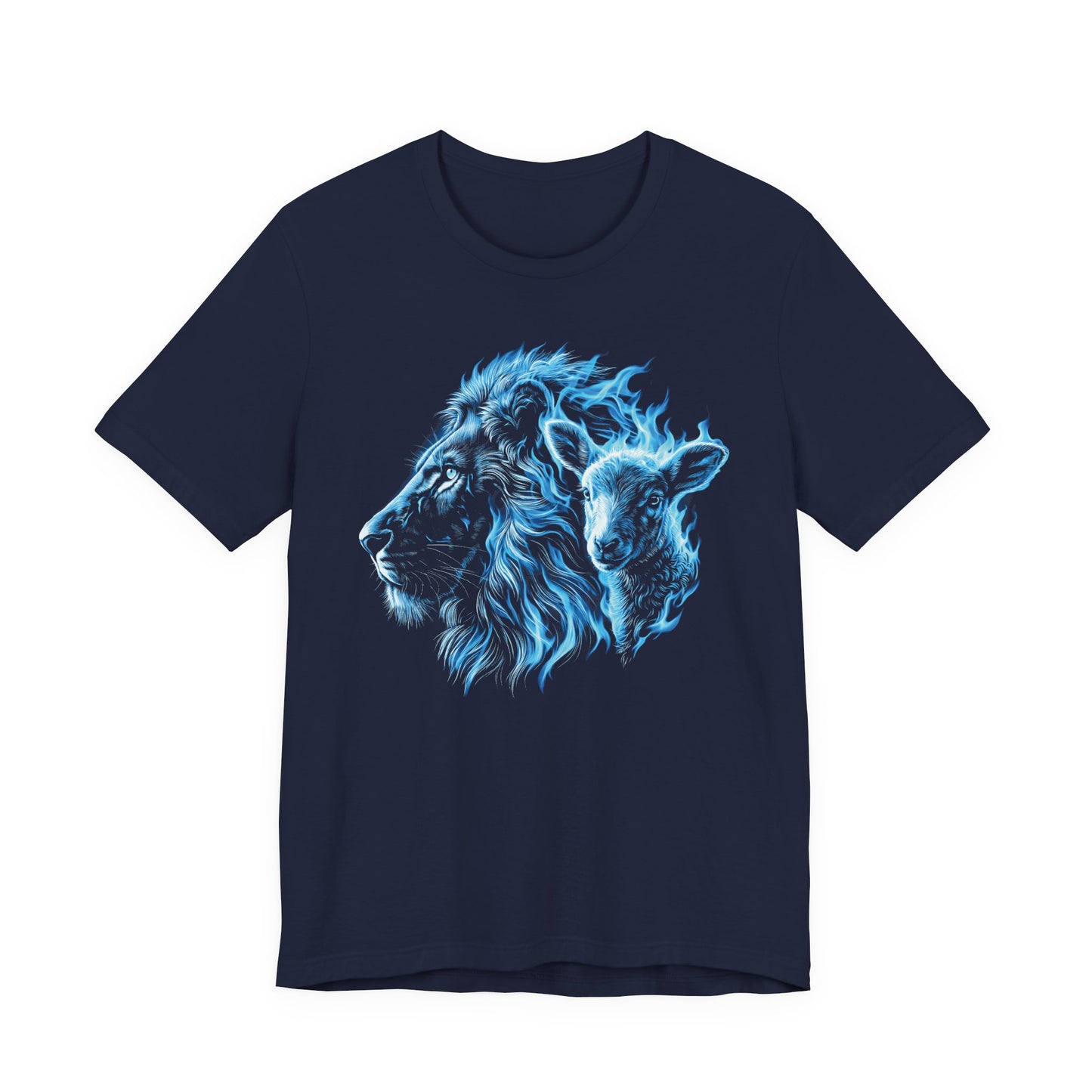 Blue Flame Lion T‑Shirt — Neon Lion Graphic Tee