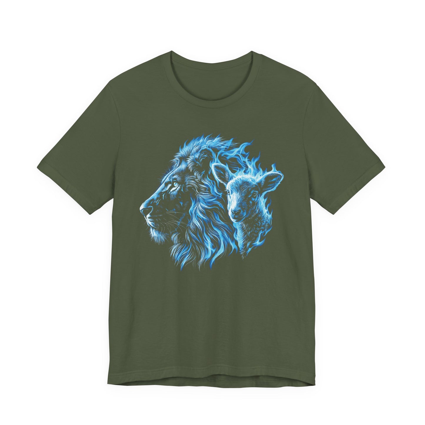 Blue Flame Lion T‑Shirt — Neon Lion Graphic Tee