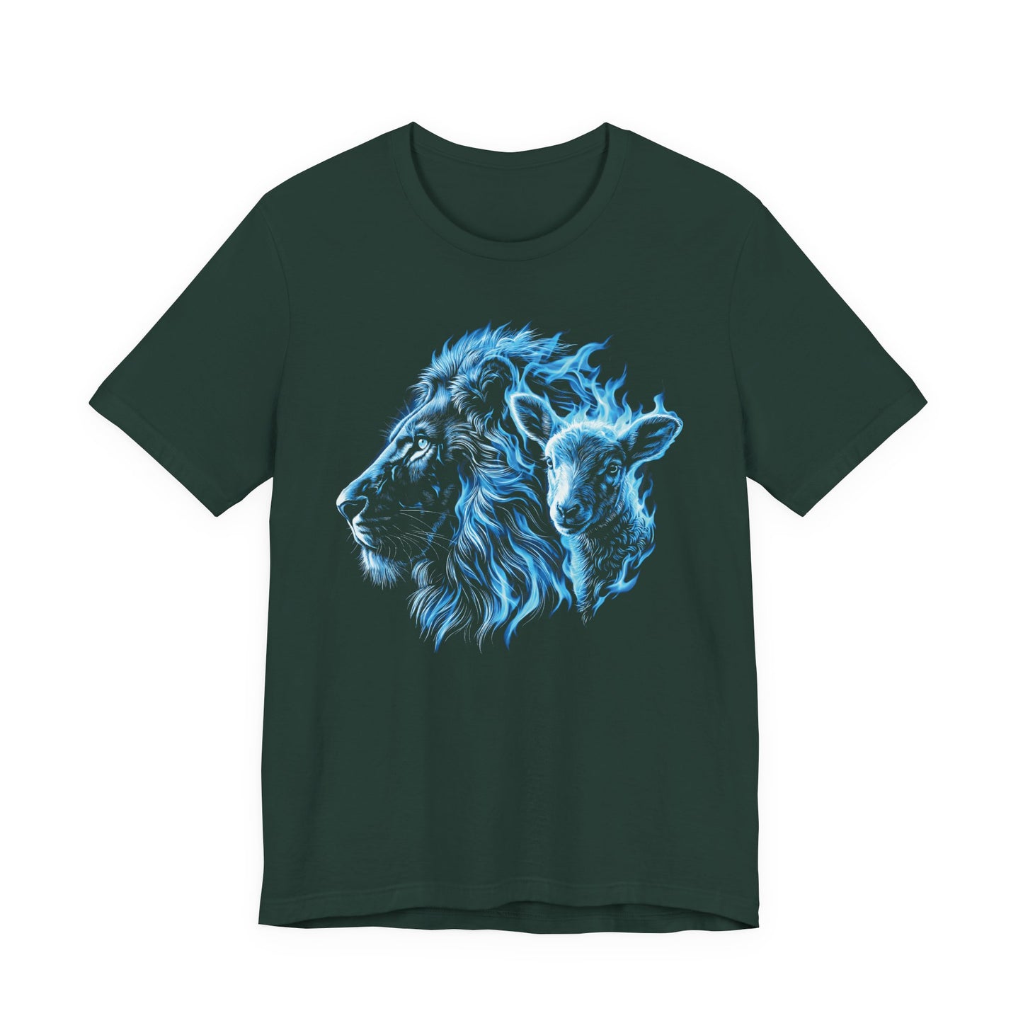 Blue Flame Lion T‑Shirt — Neon Lion Graphic Tee