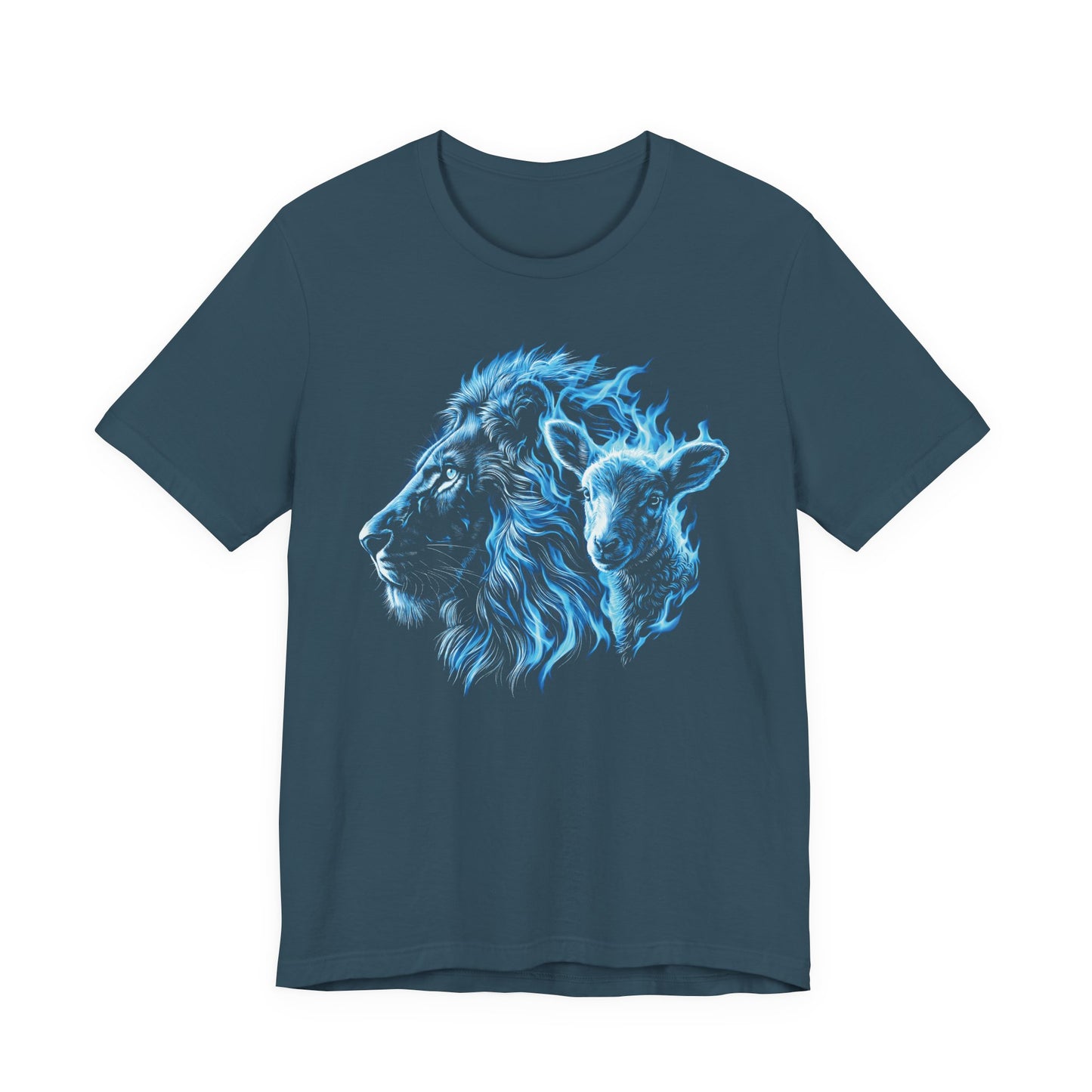 Blue Flame Lion T‑Shirt — Neon Lion Graphic Tee