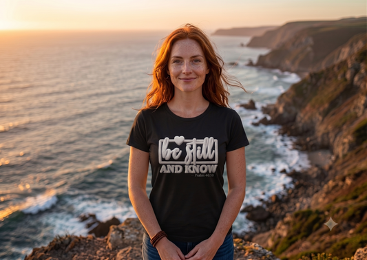 T-Shirt — "Be Still and Know That I Am God" Psalm 46:10 Biblical Tee