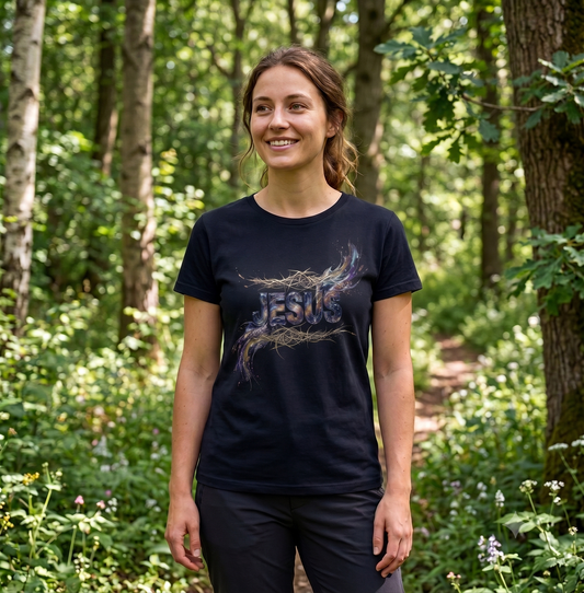 The 'JESUS' T-Shirt with Thorn Details