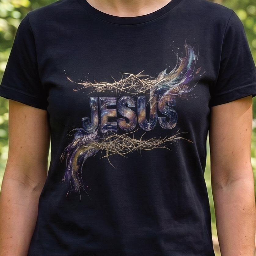 The 'JESUS' T-Shirt with Thorn Details
