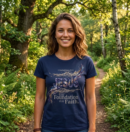Jesus The Foundation Of My Faith T-Shirt — 1 Corinthians 3:11 Christian Tee