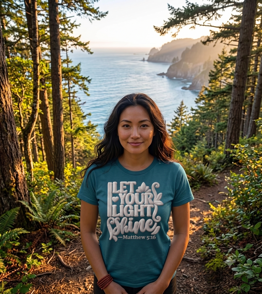 Let Your Light Shine Tee — Matthew 5:16 Inspirational Christian T-Shirt
