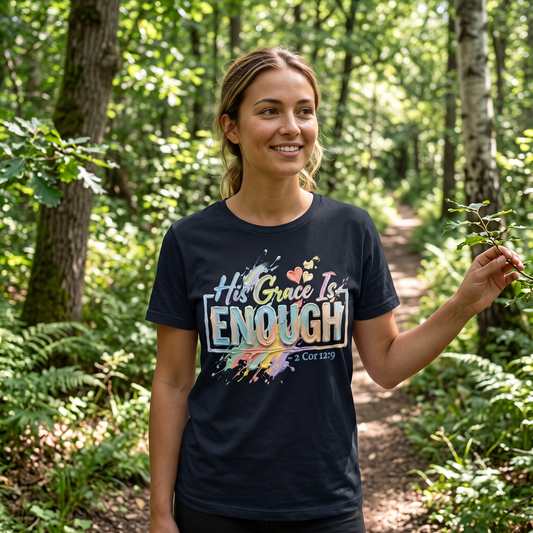His Grace Is Enough T-Shirt — Inspirational Christian Faith Tee (2 Cor 12:9)